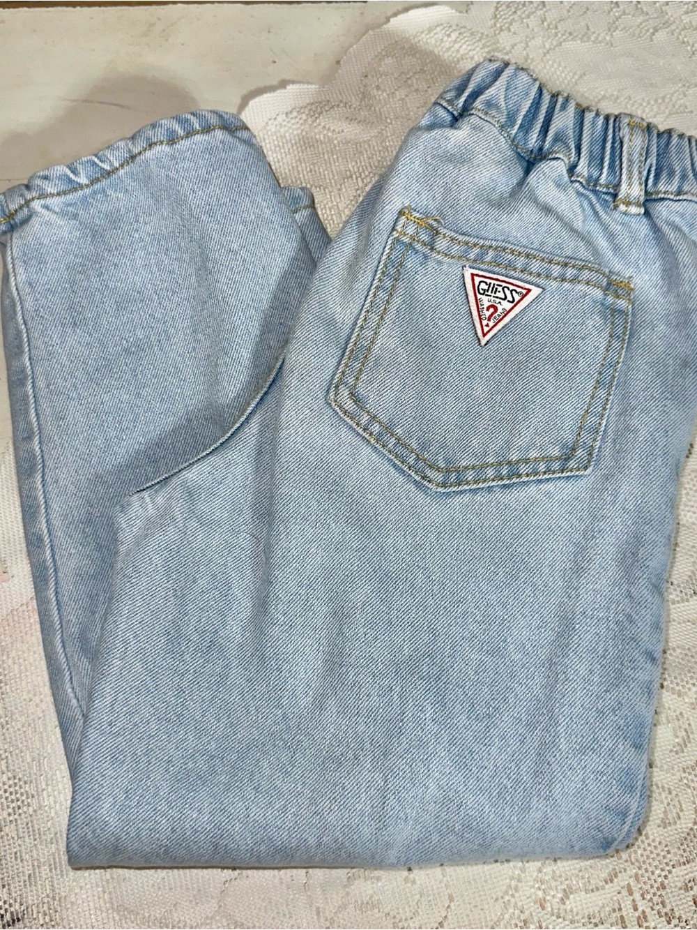 90s kids GUESS Light Wash jeans size 6 youth elastic waist
